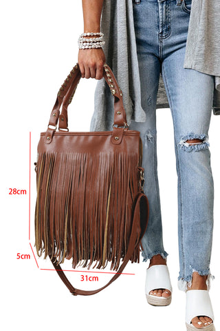 Chestnut Vintage Fringed Leather Shoulder Bag