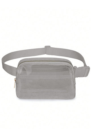 Brown Adjustable Straps Zipper Clear Waist Bag